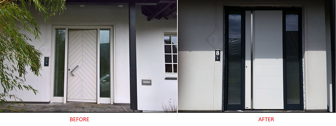 Replacing the front door: before and after